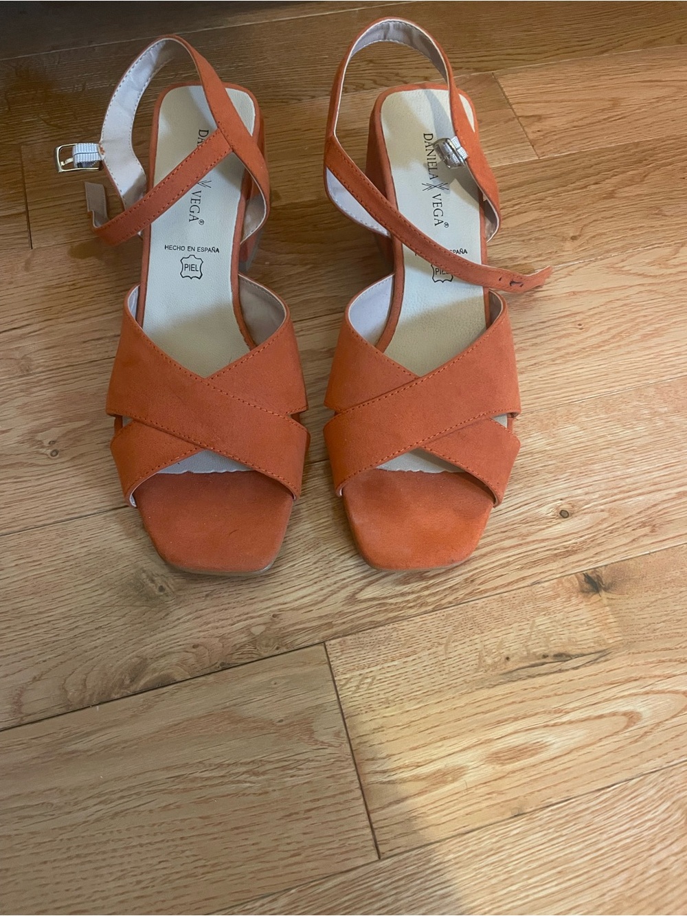 Orange Genuine Suede Sandals